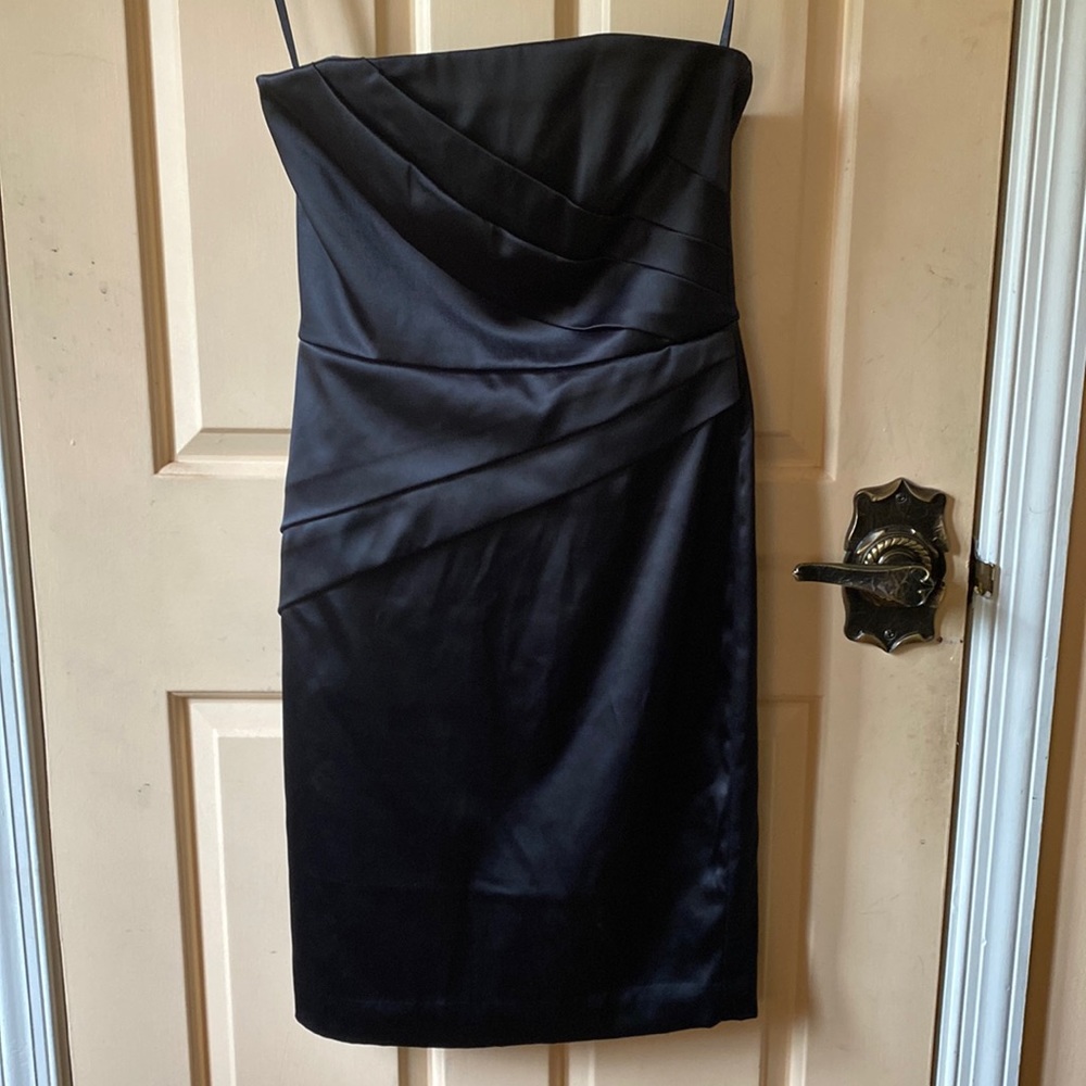 ⭐️White House Black Market Black Satin Cocktail Dress Size 4